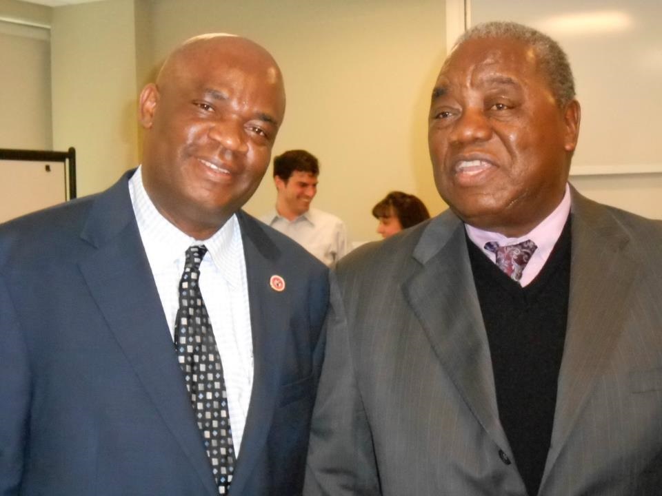 Eric Kamba  meeting  former President of Zambia, H.E.  Rupiah Banda who led the Carter Center delegation in DRC's presidential election in 2011
