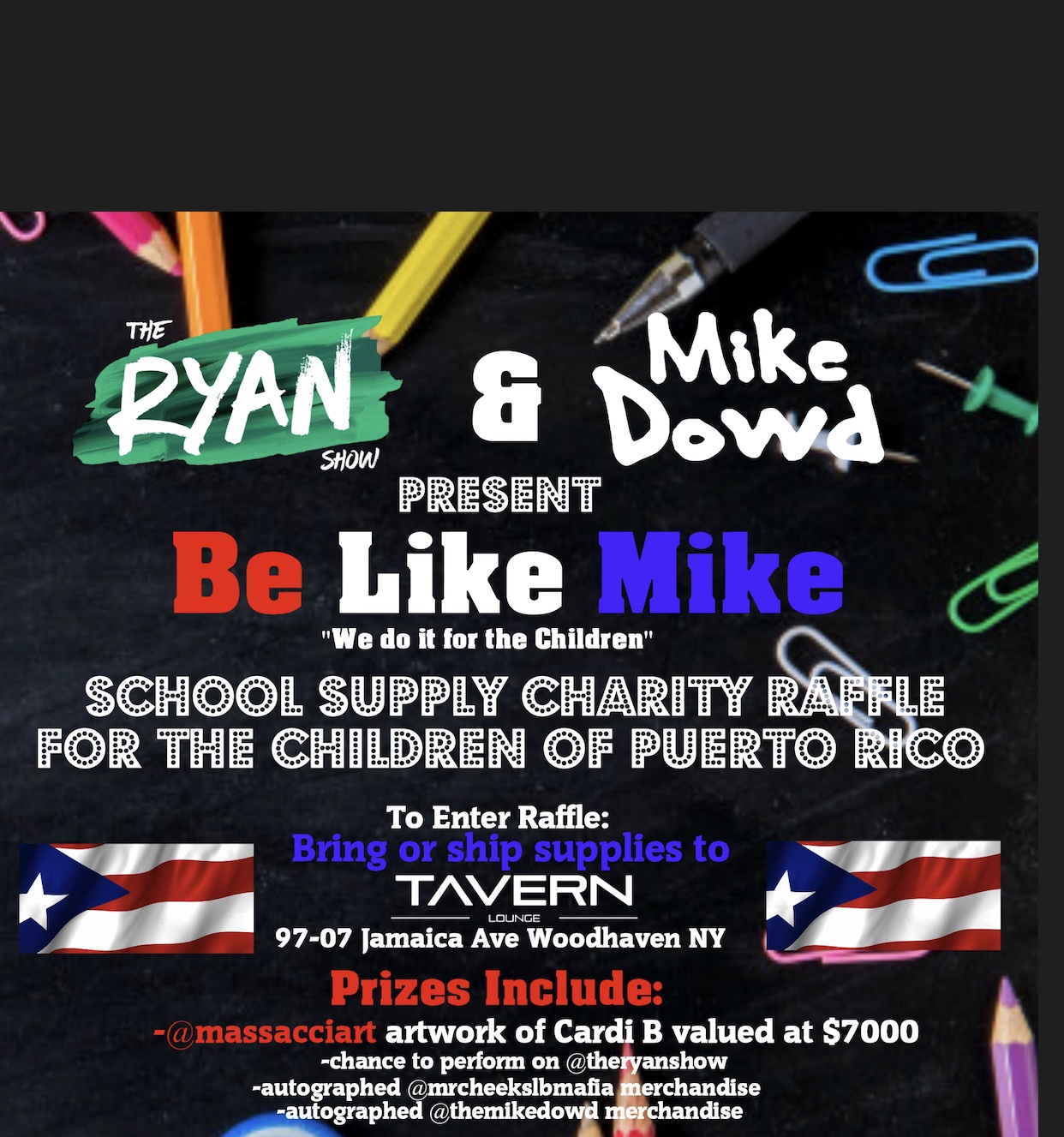 The Ryan Show x Mike Dowd Back-To-School Supply Drive
