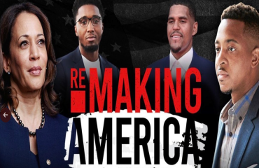 Portland Trail Blazers star CJ McCollum (far right) will interview Kamala Harris on his new show "Remaking America"