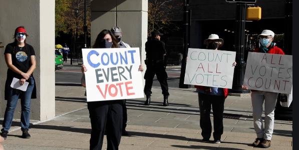 We stand firm in our demand that every vote is counted, including absentee and mail-in votes.