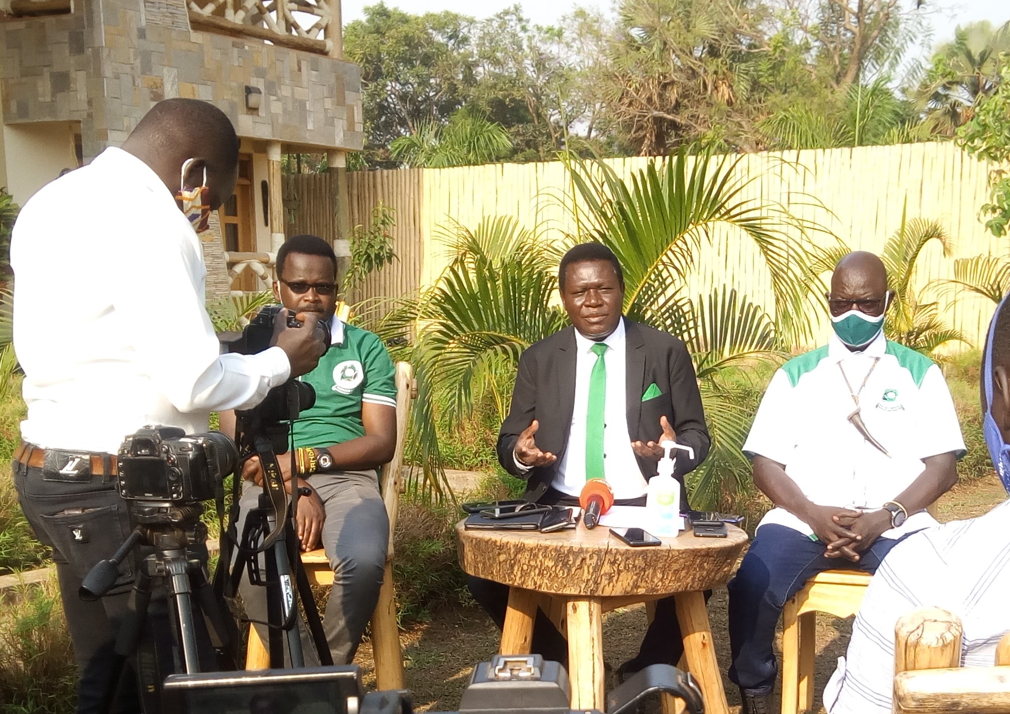 Mao with the media in Gulu