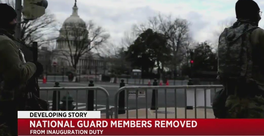 Twelve Army National Guard members have been removed from inauguration duty in Washington, DC, as part of the security vetting p