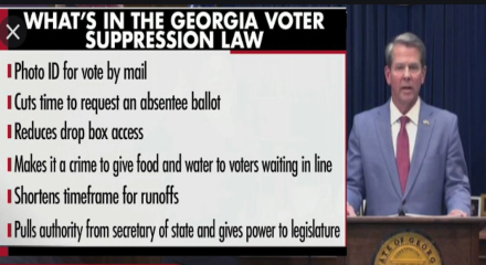 Georgia Republicans, and Governor Brian Kemp have just passed a blatantly racist law meant to suppress the votes of Black Georgi
