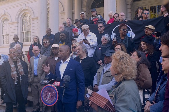 Protest Outside NY City Hall after the October 2019 takeover of WBAI