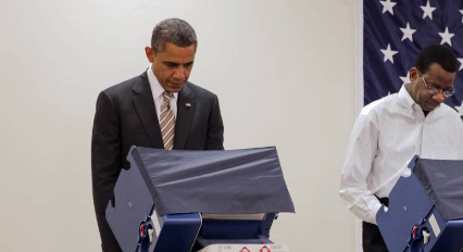 Former President Barack Obama during early voting in 2016.
