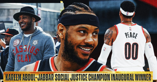 Carmelo Anthony of the Portland Trail Blazers has been named the inaugural Kareem Abdul-Jabbar Social Justice Champion.
