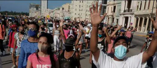 mass demonstrations in Cuba which started on July 11th, as the nation faces food and medicine shortages along, with the disrupti