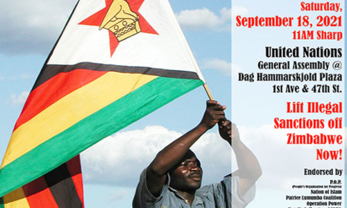 Saturday's march for the lifting of sanctions against Zimbabwe will start at 11:00 am ET at the Dag Hammarskjold Plaza, at the U