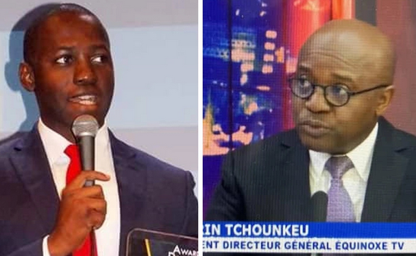 Equinoxe TV CEO Séverin Tchounkeu and editor-in-chief and presenter Cédrick Noufele