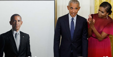 Barack Obama and First Lady Michelle Obama visited the White House for the unveiling of their official White House portraits.