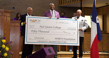 gift of $50,000 to provide scholarships for deserving students at Paul Quinn College