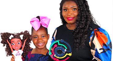 Bukola Somide, and daughter, Olusomi, creators of  first-to-market African American interactive Somi, Computer Scientist doll