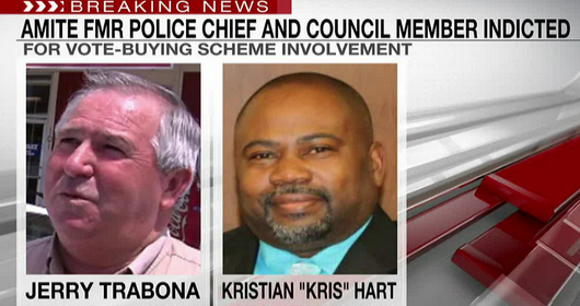 Jerry Trabona, 73, the former Chief of Police in Amite City, and Kristian “Kris” Hart, 50, a former Amite City councilmember