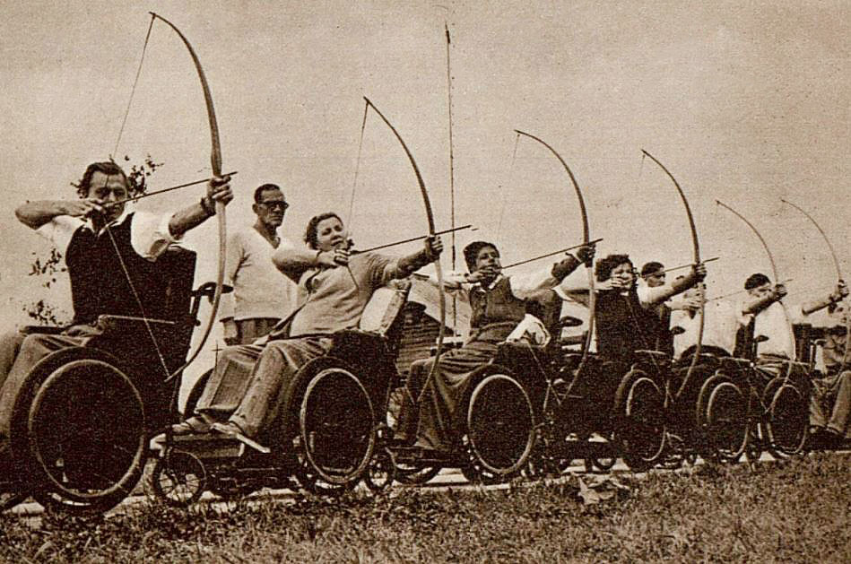 Athletes competed in wheelchairs in the London Olympics in 1948
