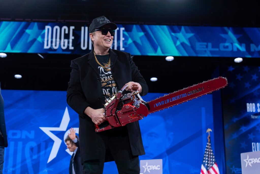 Elon Musk Chainsaw Stunt
