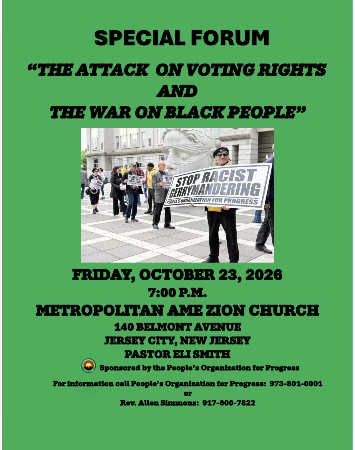 Mid-Terms 2026: People’s Organization For Progress Holding Voting Rights Forum Today In Jersey City To Urge People To Vote